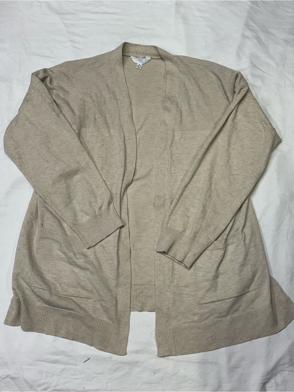 Time and Tru Tan Open-Front Women's Cardigan